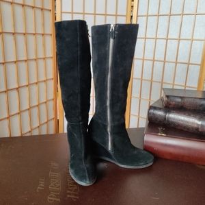 Franco Sarto Black Suede Wedge Boots 8M
